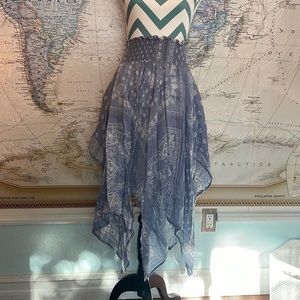 PirateCore Fairycore Bandana Print Blue Skirt Cute